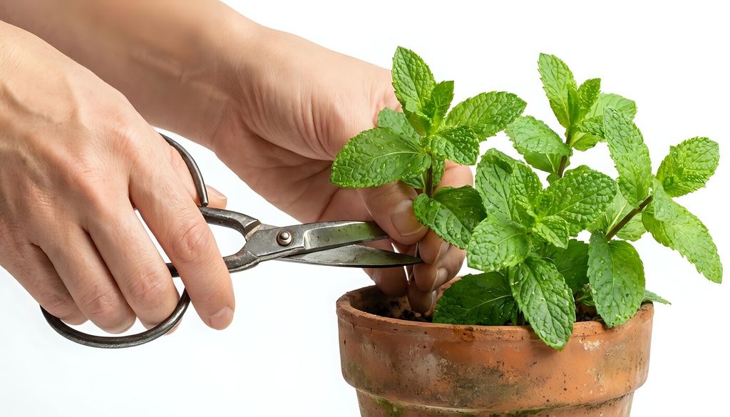 En la hierbabuena, cosechar y podar pueden ser prácticamente la misma tarea: cada corte aporta hojas para la cocina y estimula nuevos brotes.