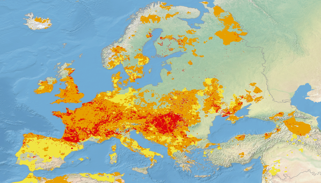 L’Indicateur combiné de sécheresse (CDI), combinant des indicateurs de précipitations, d’humidité des sols et des conditions de la végétation, à la mi-juillet 2026. (c) JRC, Copernicus EMS European Drought Observatory.