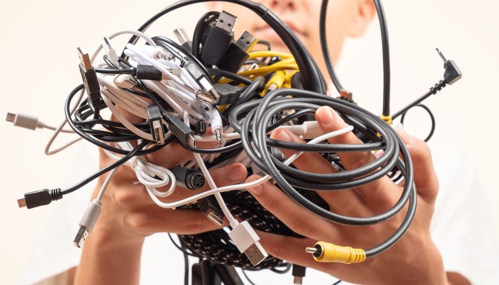 Autres objets que nous possédons parfois en plusieurs exemplaires (et parfois cassés !) : les câbles et autres objets électroniques.