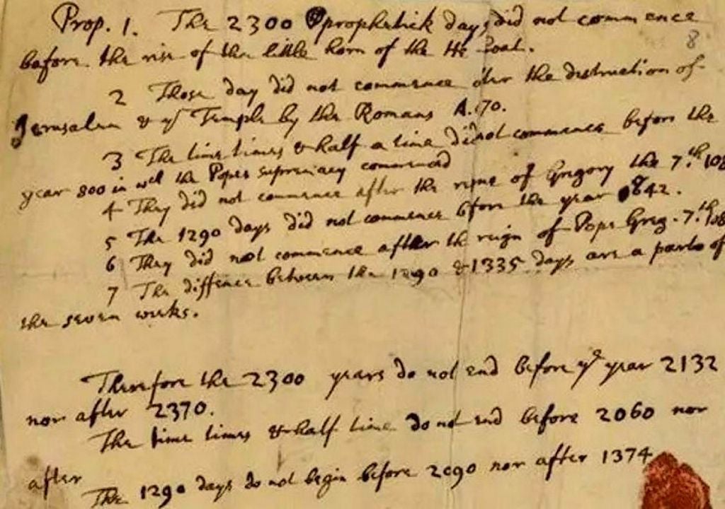 Carta de Isaac Newton prediciendo el fin del mundo Carta de Isaac Newton prediciendo el fin del mundo
