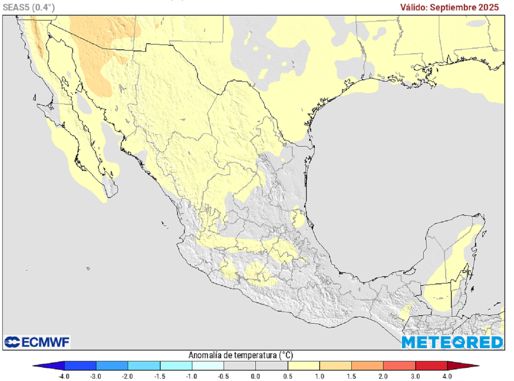 Anomalía de temperaturas en grados Celsius
