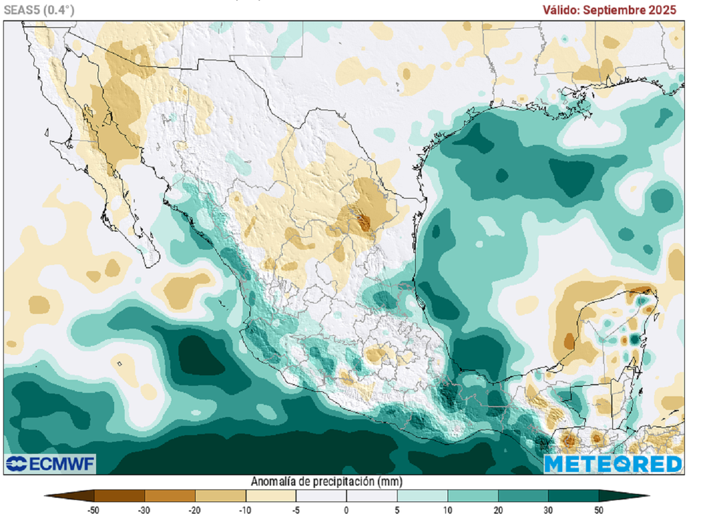 Anomalía de precipitaciones en milímetros
