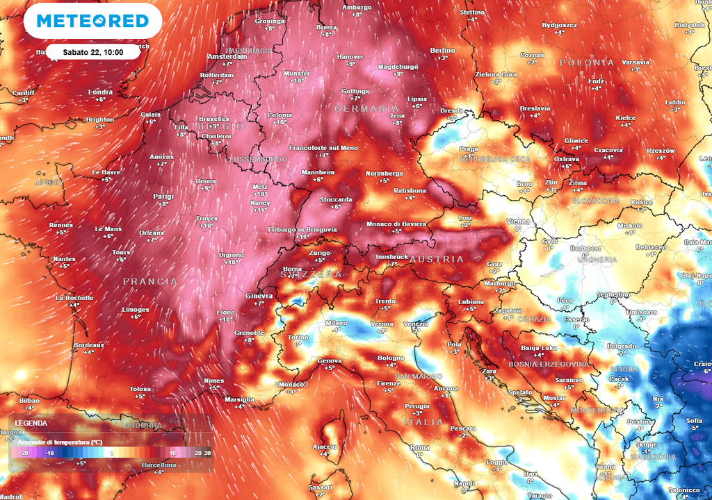 Aria calda verso l'Europa.