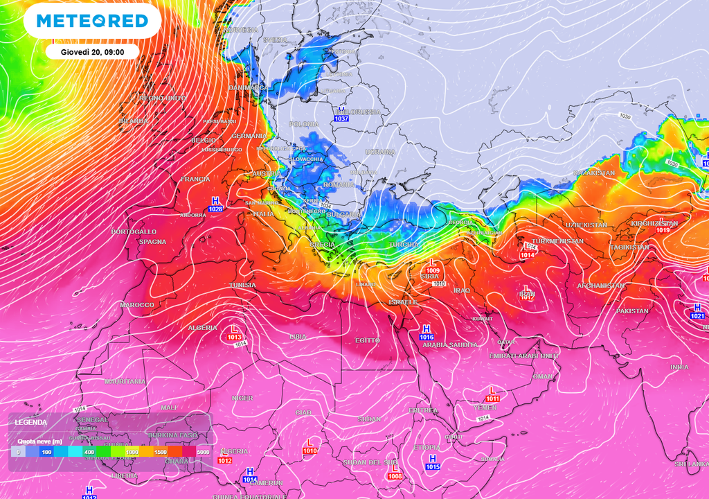 Aria calda verso l'Europa centro-occidentale.
