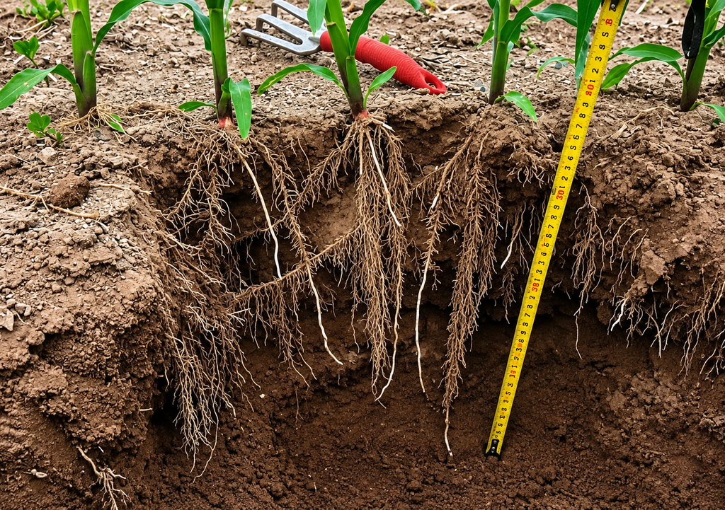 Medicion de profundidad de raices en cultivo de maiz