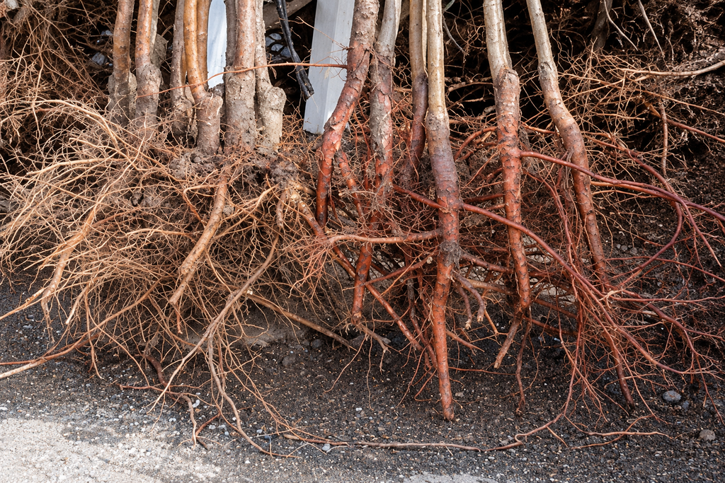 Plantas de carozos a raiz desnuda con buen desarrollo radicular