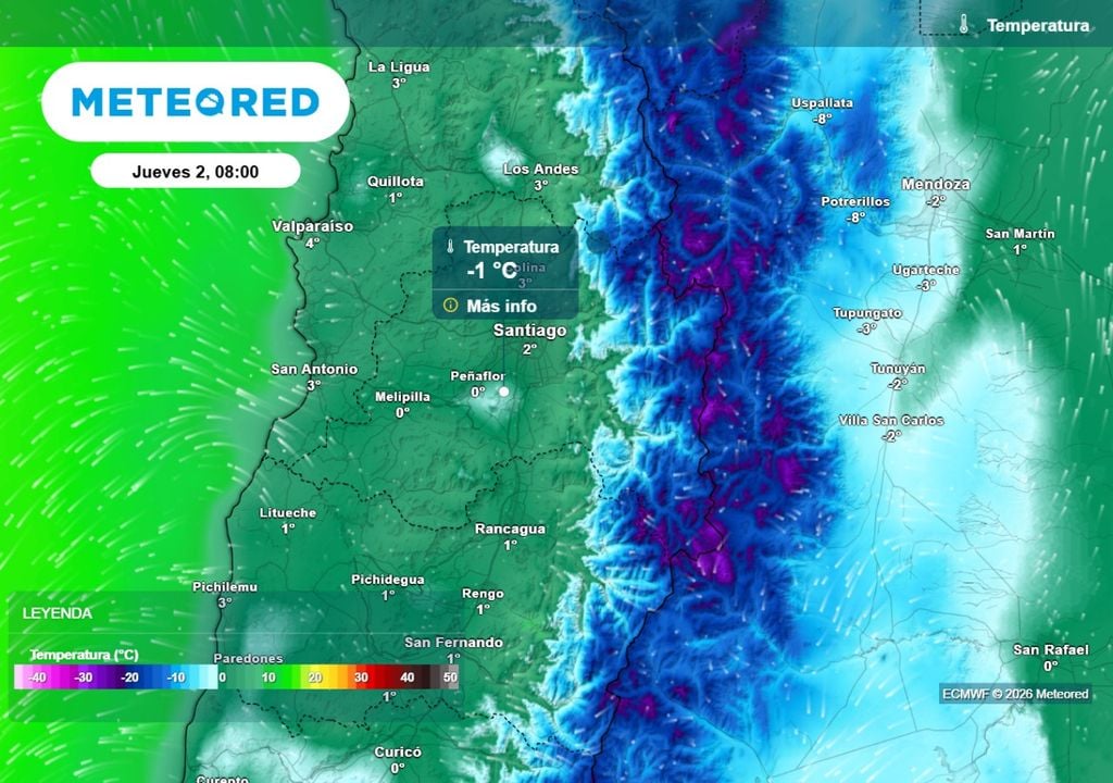 Las heladas continuarán el próximo jueves en Santiago y la RM: el aire polar sigue presente en la región.