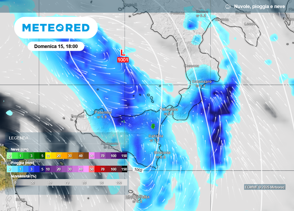 Il peggioramento meteo investirà il Sud nel pomeriggio di domenica 15 marzo.