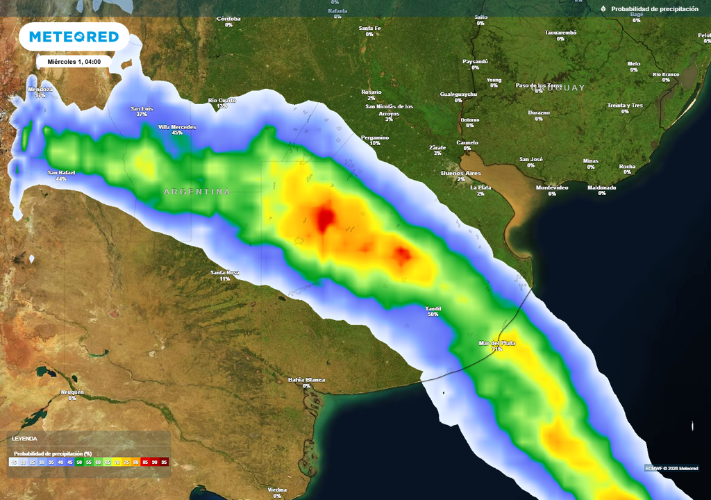 Tiempo pronóstico Argentina Buenos Aires alerta naranja SMN Meteored Un sistema frontal estará avanzando hacia el norte por el centro del país.