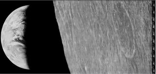 La puesta de la Tierra desde Lunar Orbiter