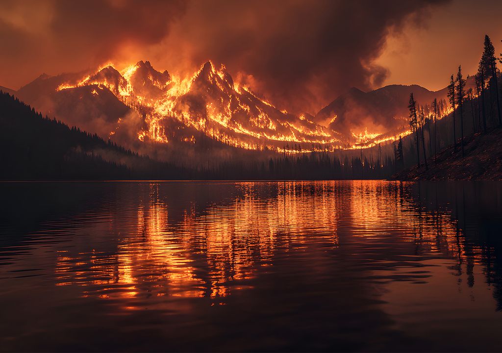 Un incendio forestal de alta intensidad como el de la foto, libera grandes emisiones de carbono y aerosoles que refuerzan la retroalimentación del cambio climático global.
