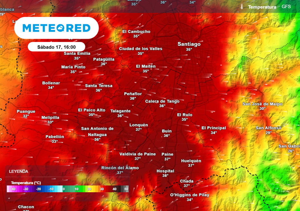 Este sábado sería el día más cálido del fin de semana: en Santiago se esperan cerca de 35 °C, mientras al sur de la región hasta 38 °C.