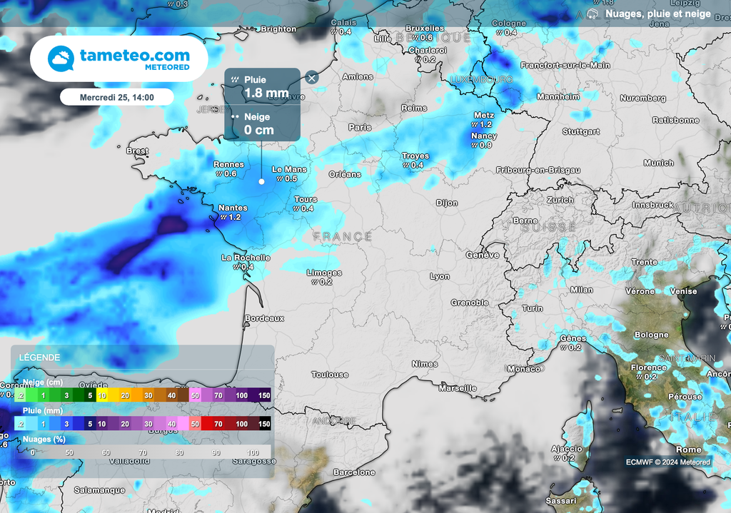 Les premières pluies attendues en début d'après-midi.