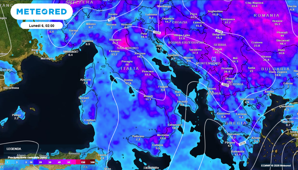 I fenomeni temporaleschi saranno localmente intensi, con rischio nubifragi e venti forti.
