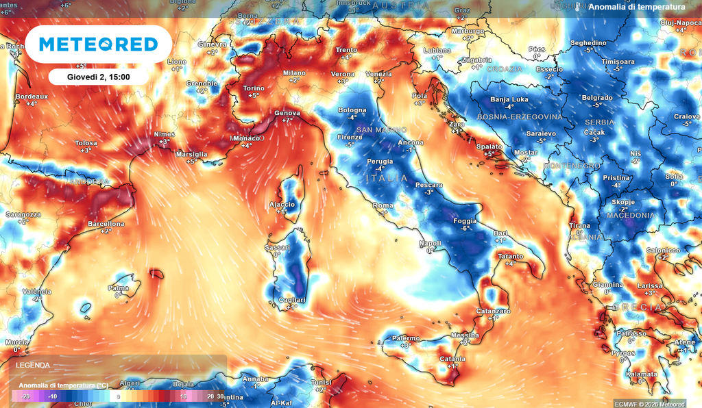 Nel corso della giornata di giovedì soprattutto sulle regioni centrali si torneranno a registrare temperature alcuni gradi al di sotto della media.