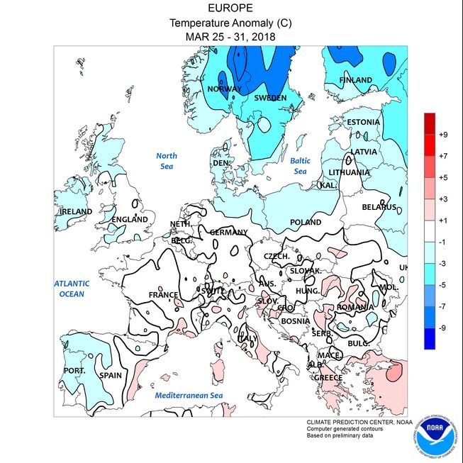 Mapas térmicos: Temp. máxima, Temp. mínima y anomalías de temperaturas