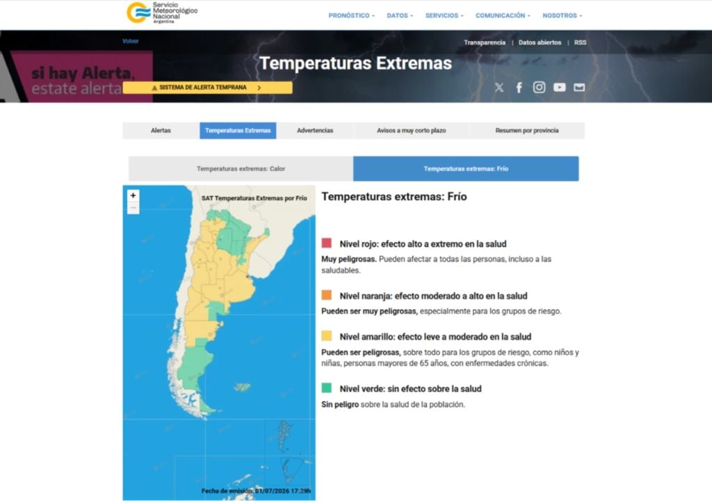Alertas por bajas temperaturas Gran parte de la Argentina se encuentra en alerta por bajas temperaturas, incluso AMBA.