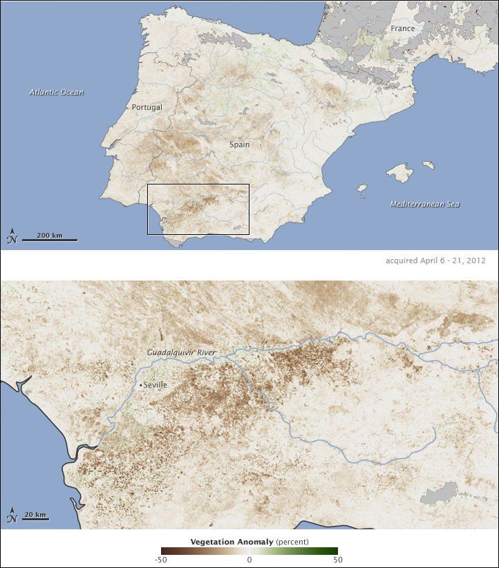 La Sequía Golpea A Las Cosechas De Grano En España Imagen generada con datos entre el 6-21 de abril 2012: descárgala a mayor tamaño (4 MB, JPEG, 7200x3600) Ídem descárgala en fichero GeoTIFF (21 MB, TIFF)