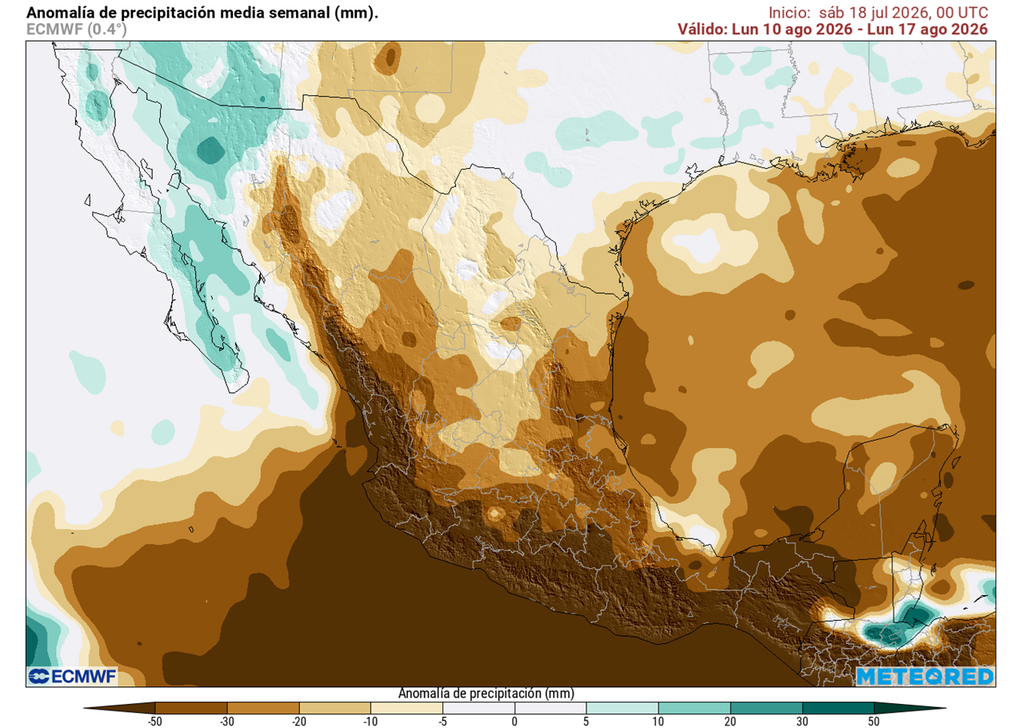 Anomalía de precipitaciones en milímetros Condiciones menos lluviosas (déficit) se prevé en gran parte del país durante las próximas 4-6 horas, excepto en el norte-noroeste donde seguirían intensas lluvias.