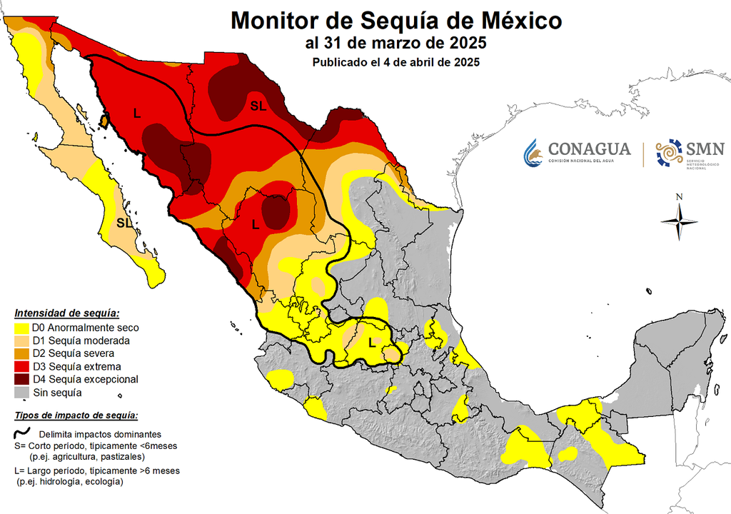 Monitor de Sequía. Corte al 31 de marzo de 2025 SMN-Conagua