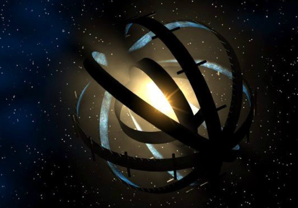 Tabby's star Rappresentazione artistica della mega struttura, la sfera di Dyson attorno alla stella di Tabby che potrebbe essere la causa delle sue variazioni di luminosità. Credit: energyphysics.wikispaces.com