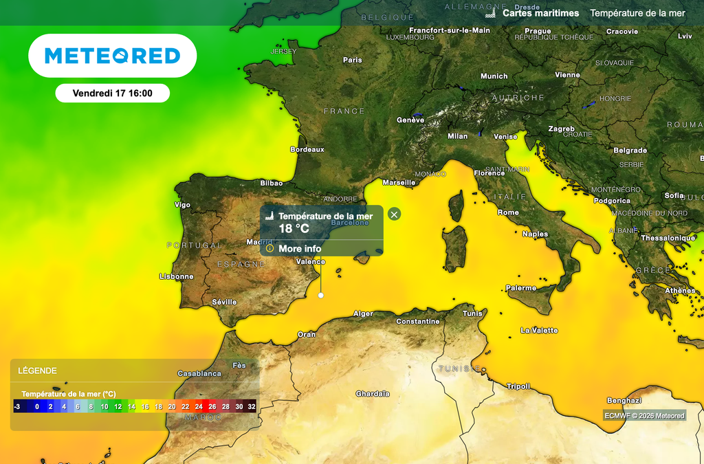 Une mer plus chaude peut constituer un surplus d’énergie pour les orages qui se formeront dans les prochains jours.