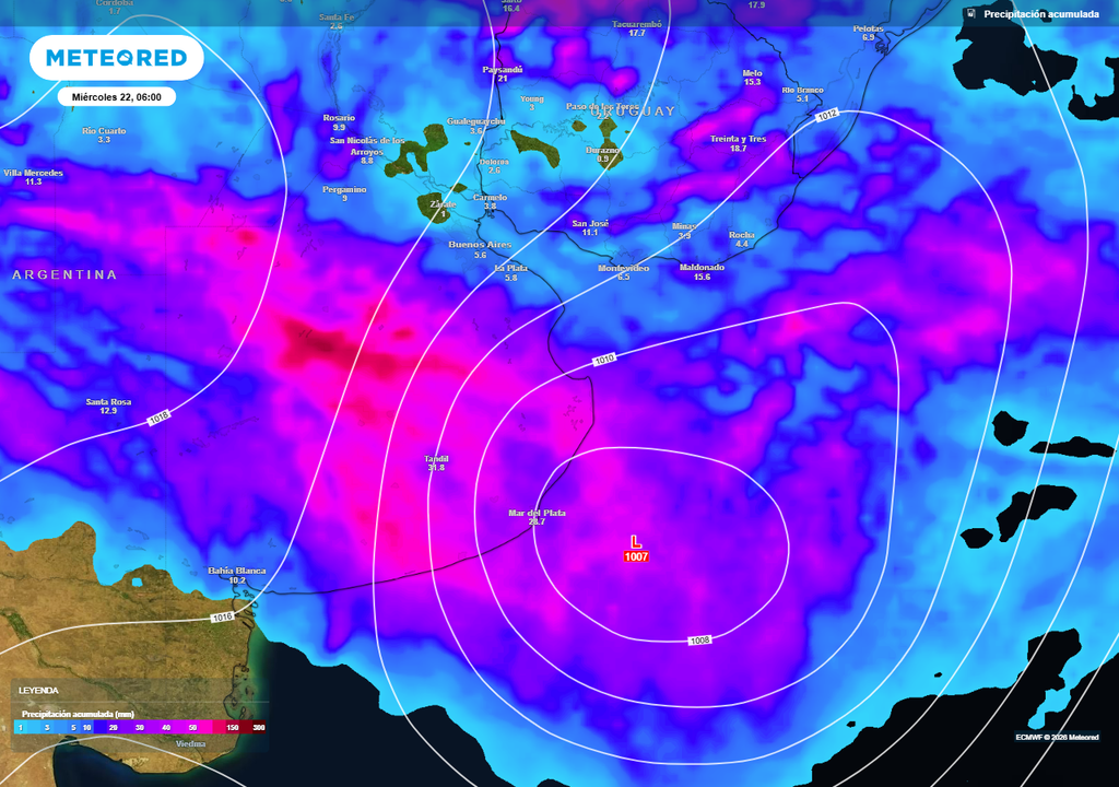 La ciclogénesis impactará con lluvias persistentes y abundantes distintos puntos de la provincia de Buenos AIres, pero con menor impacto sobre el AMBA.
