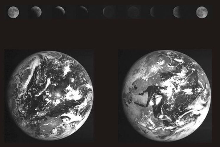 La Tierra y la Luna durante el eclipse La Tierra y la Luna durante el eclipse
