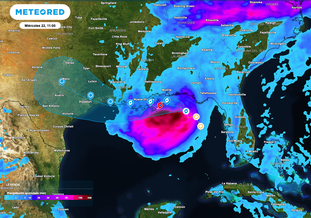 Bertha dejará entre 50 y 100 mm de lluvia (máximos de 150 mm) hasta el jueves desde Florida a Luisiana, causando inundaciones repentinas urbanas. "Bertha" dejará entre 50 y 100 mm de lluvia con máximos de 150 mm hasta el jueves, desde Florida a Luisiana, causando inundaciones repentinas urbanas.