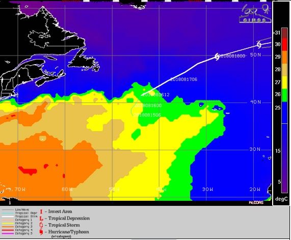 La Tormenta Tropical Ernesto En Los Límites Del Mapa Del Cnh/hnc La Tormenta Tropical Ernesto En Los Límites Del Mapa Del Cnh/hnc