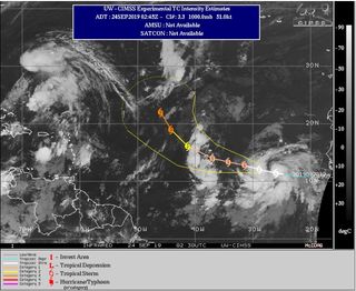 La tormenta tropical Lorenzo al sur de las Islas de Cabo Verde