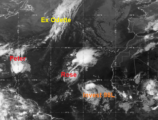 La tormenta tropical Sam en pocos días, Peter y Rose en aguas abiertas