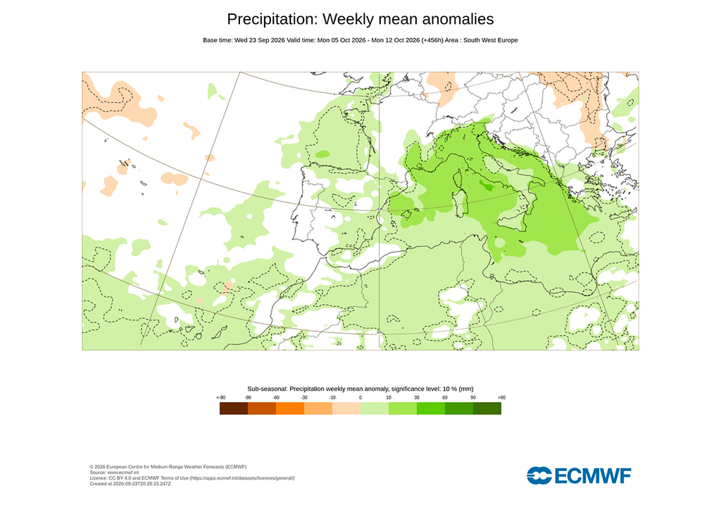 Los mapas intuyen situaciones de inestabilidad atlánticas y mediterráneas, por lo que el tiempo de octubre podría estar revuelto en buena parte del país, aunque eso no significa que vaya a llover todos los días.