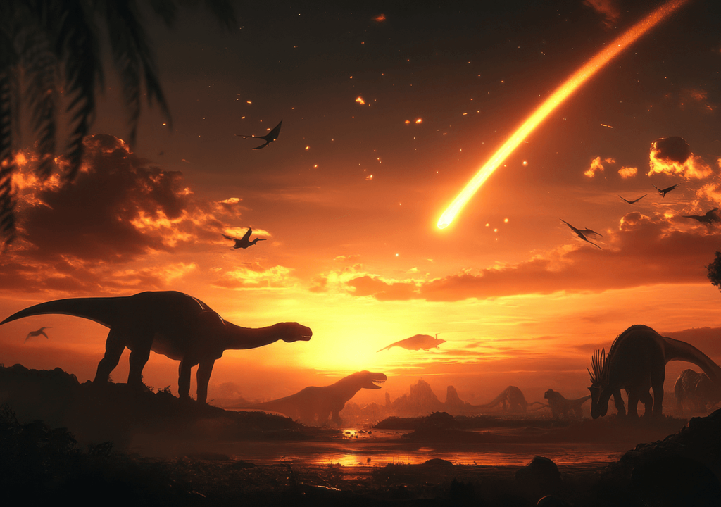 La caída de un meteorito hace 66 millones de años, destruyó el 70% de la vida en la Tierra. La caída de un meteorito hace 66 millones de años, destruyó el 70% de la vida en la Tierra.