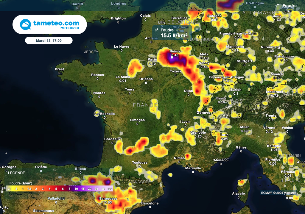 Des orages parfois forts attendus mardi.