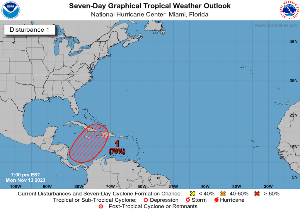 Zona de inestabilidad en Mar Caribe