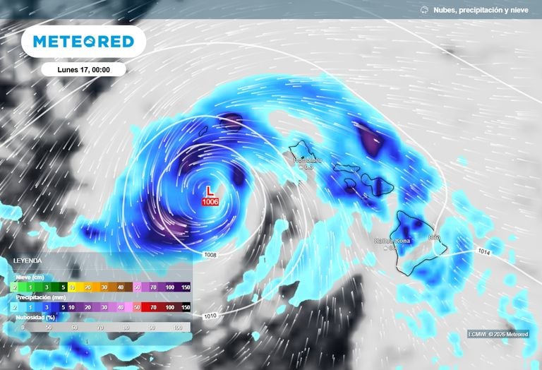 Lala, ya degradada a tormenta tropical, azota la Isla Grande de Haw&aacute;i con fuertes lluvias y vientos intensos