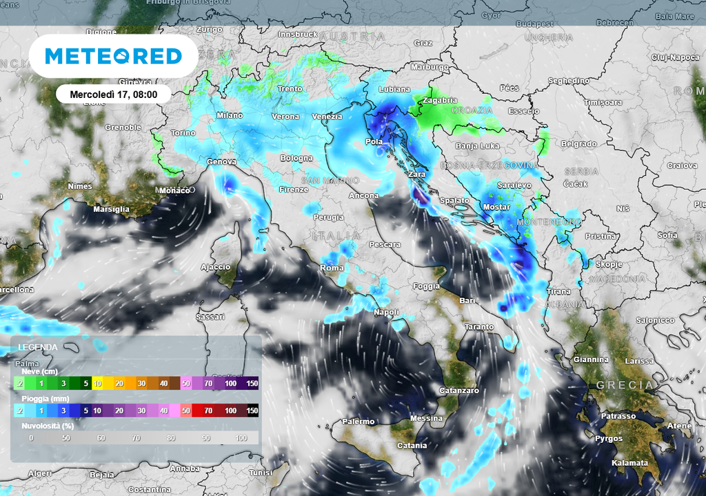 Situazione prevista da ECMWF questa mattina sulla nostra penisola.