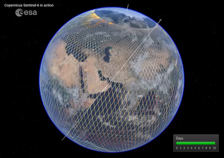 Mapeo del satélite en órbita polar Sentinel-6A Mapeo del satélite en órbita polar Sentinel-6A