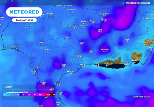 Las 2 ciudades de Andalucía que recibirán más lluvias esta semana: se esperan más de 20 l/m2