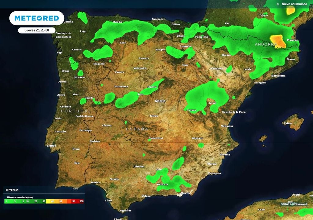 Nieve acumulada prevista
