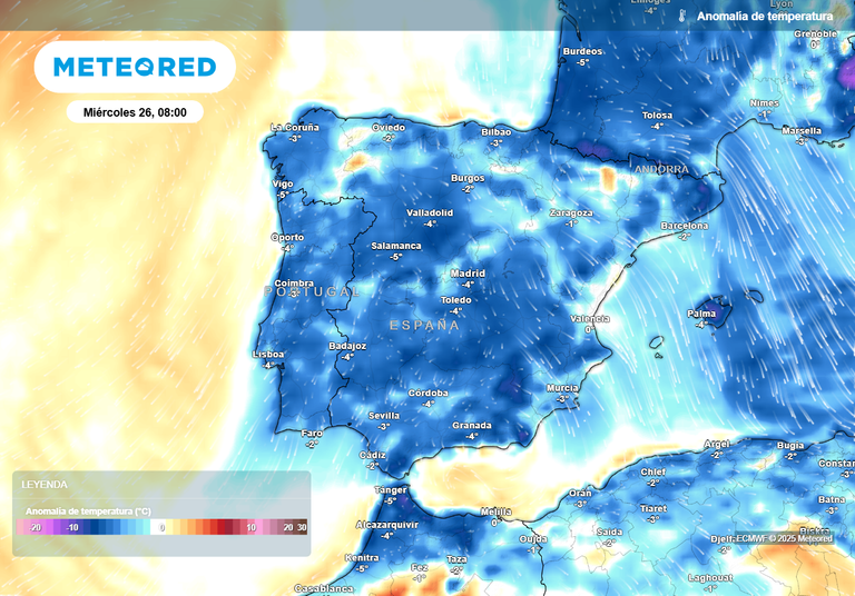 Las 7 capitales que mañana bajarán de los 0 ºC en la España peninsular