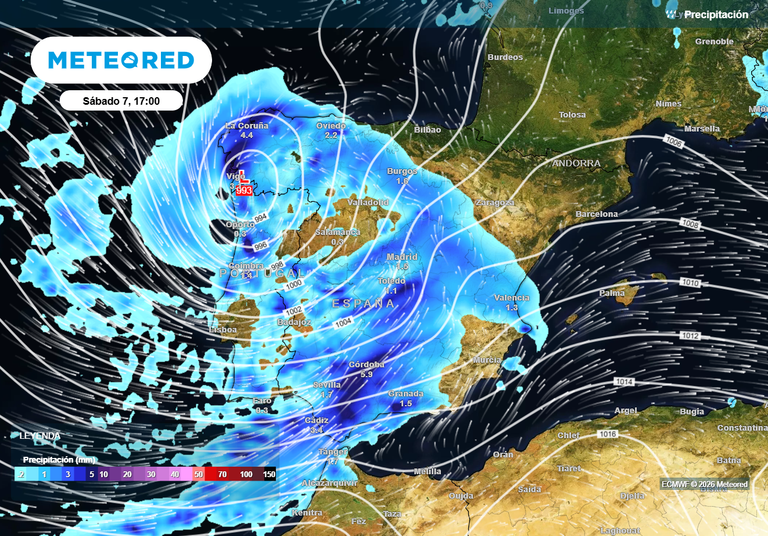 Borrasca Marta: las 9 comunidades de Espa&ntilde;a donde caer&aacute;n m&aacute;s de 30 l/m2 este fin de semana