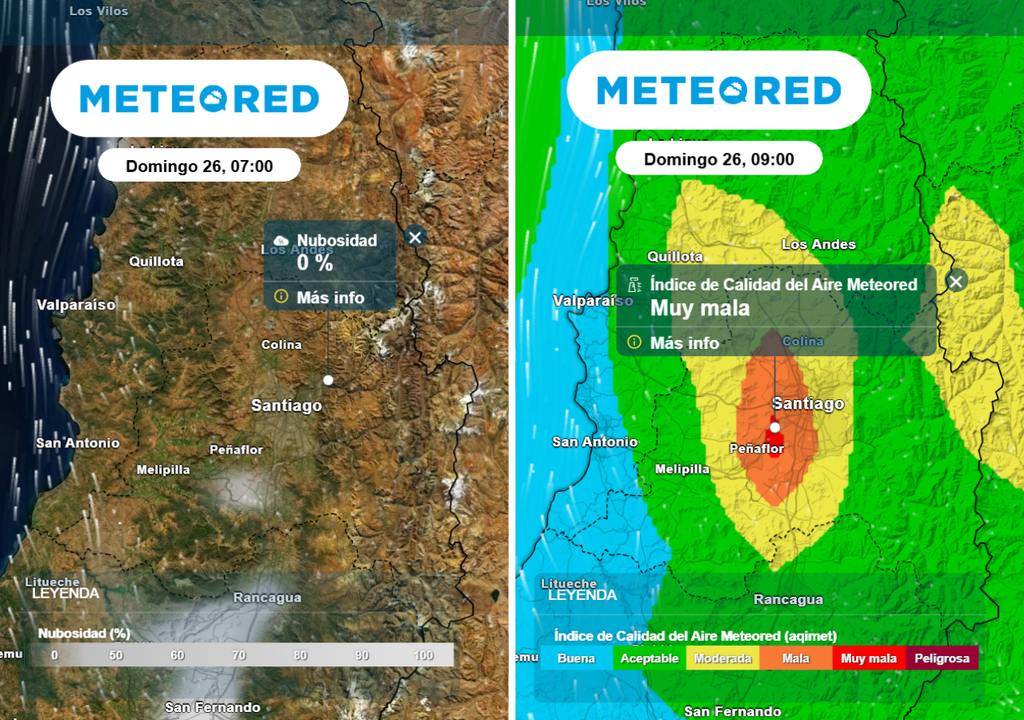 Amancer sin nubes y viento débil dejará muy mala calidad del aire este fin de semana en la RM.