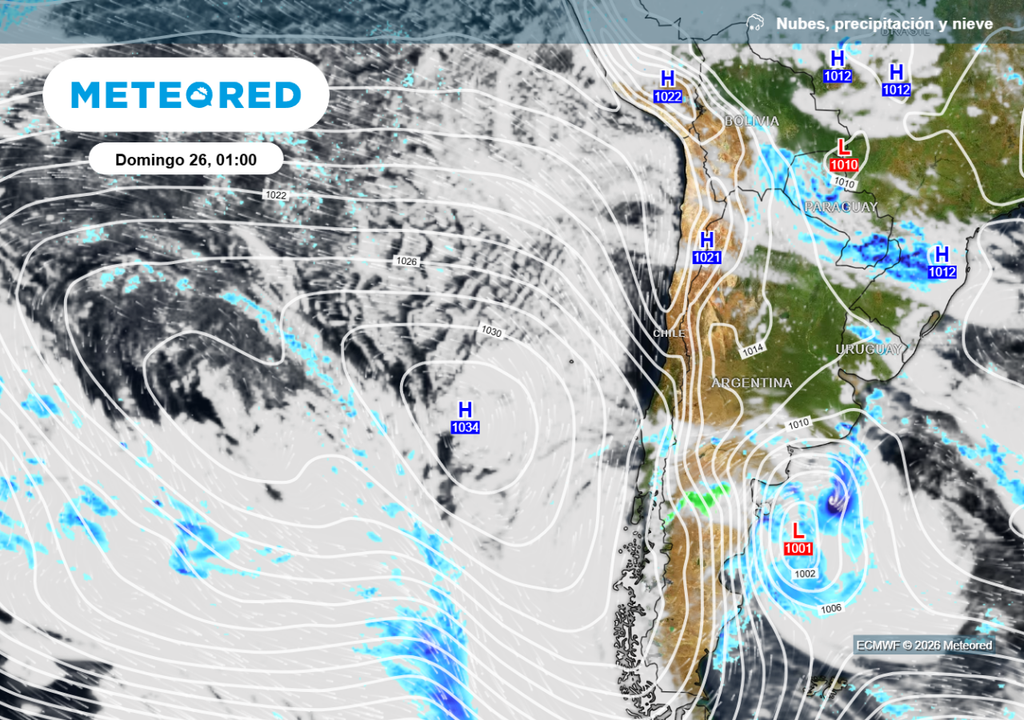 Altas presiones estarán presentes evitando el avance de los sistemas frontales al centro de Chile.
