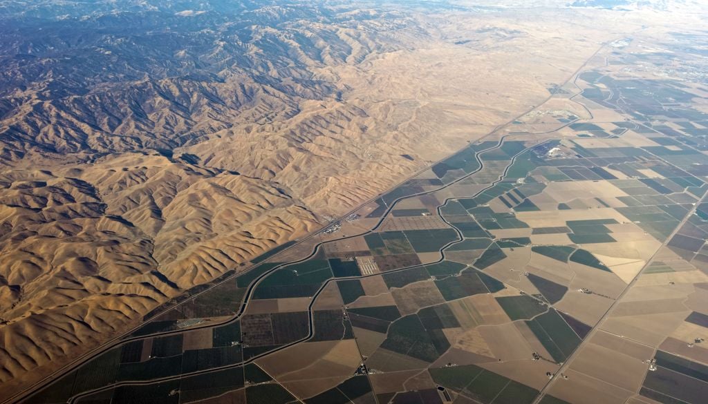 Imagen aérea del Valle de Sacramento, en el estado de California, EE UU.