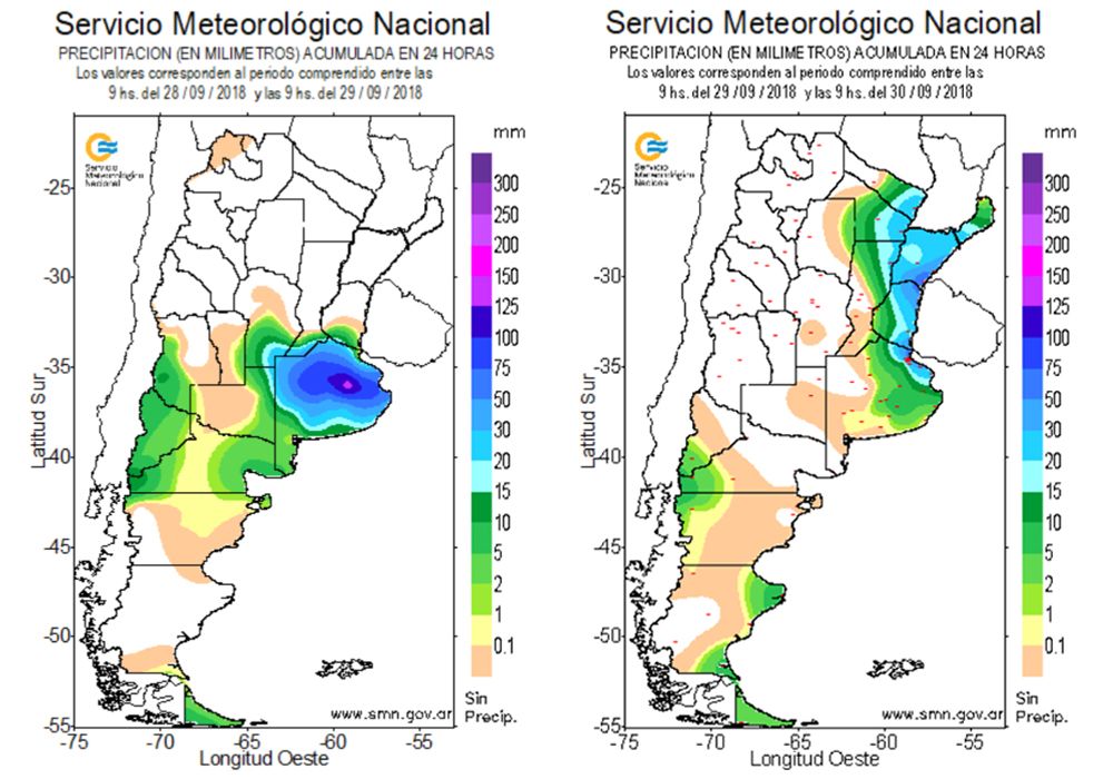 Milímetros de lluvia acumulada