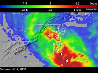 Las intensas lluvias del Isabel estimadas por satélites