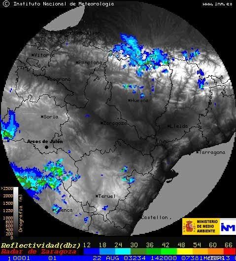Las Inundaciones De Arcos De Jalón En El Verano Del 2003 Figura nº11. Imagen del radar para las 14:20 UTC.