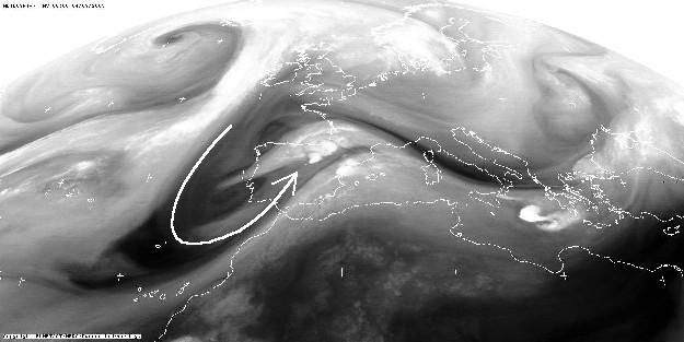 Las Inundaciones De Arcos De Jalón En El Verano Del 2003 Figura nº26. Imagen de vapor de agua correspondiente a las 6:00 UTC.